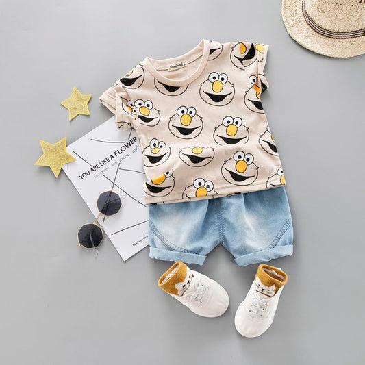 Ensemble t-shirt et short avec imprimé dessin animé pour bébé garçon