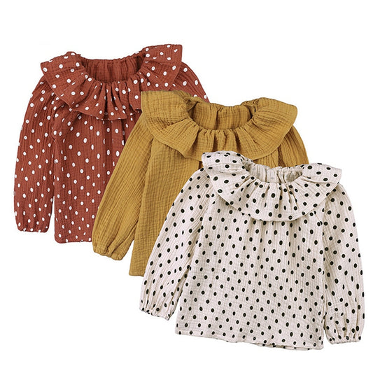 Haut à pois en coton à volants