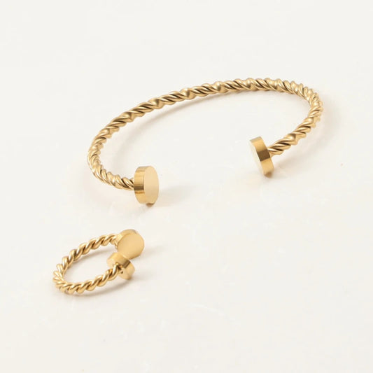 Bracelet torsadé en forme d'ongles, anneau d'ouverture pour femmes, bijoux en acier inoxydable, nouveau